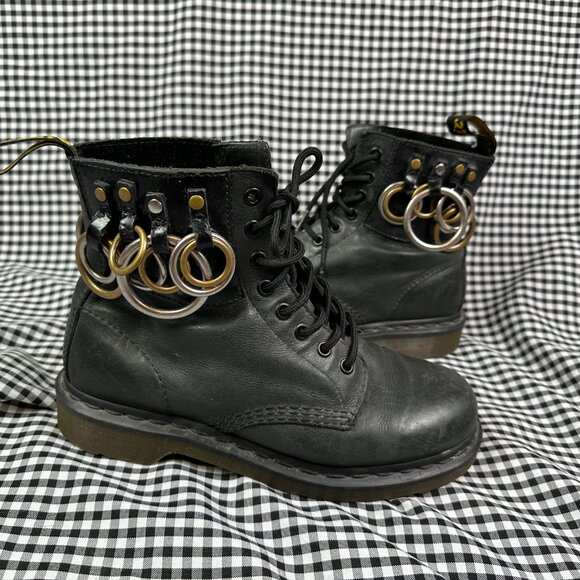 Dr Martens Felder X Felder Rare Black Ring Pierced 1460 Pascal Boot Women's 8 - Picture 1 of 7